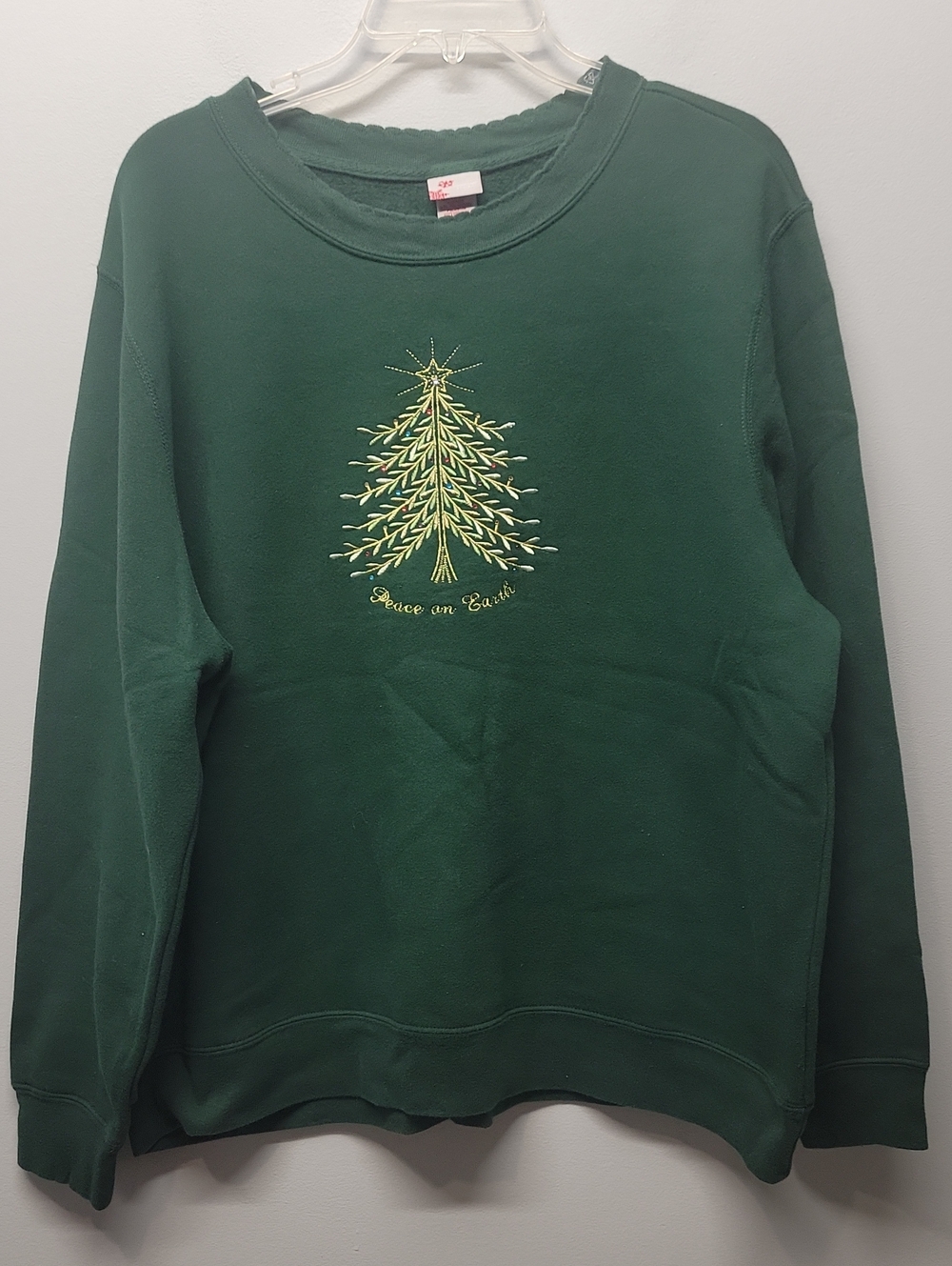 Holiday Editions green gold embroidered christmas tree sweatshirt XL